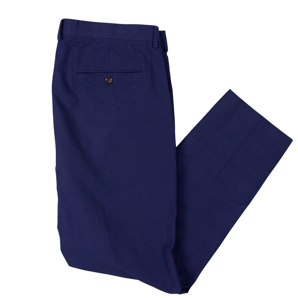J.Crew Ludlow Slim Fit Seersucker Pants Mens 36x30 Navy Blue Cotton 100%‎
